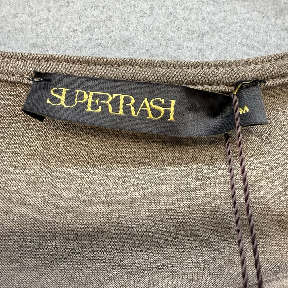 SuperTrash Dress Women's M Grey Mist (Brown) Dancy Rouched Sides NWT - Picture 9 of 13